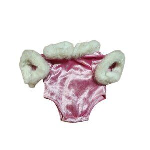 Build a Bear Pink velvet fur trimmed bodysuit